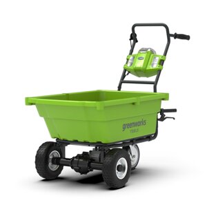 Садовая тележка самоходная Greenworks 40V, 106 л, с 1хАКБ 4 Ач и ЗУG40GCK4