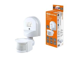 Датчик движения настенный ДДС-01 1100Вт, 5-480с, 2-12м, 5+Лк, 180гр, IP44, TDM