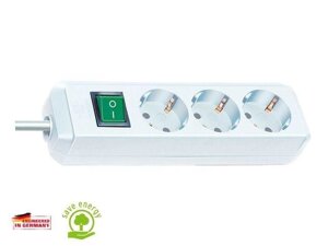 Удлинитель 5м (3 роз., 3.3кВт, с/з, выкл., ПВС) белый Brennenstuhl Eco-Line (провод 3х1,5мм2, сила тока 16А,