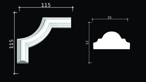 C1-DD35 Декоративный уголок гладкий (115*115*12мм)