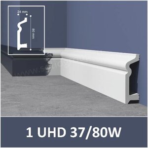 Плинтус напольный из дюрополимера 1 UHD 37/80 W Солид 80*24*2400мм