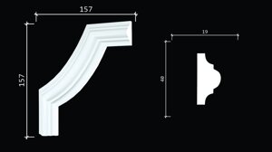 C1-DD002 Декоративный уголок гладкий (157х157х19мм.)
