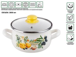 Кастрюля стальная эмалированная, 3.8 л, серия Халкидики, PERFECTO LINEA (подходит для всех типов плит, включая
