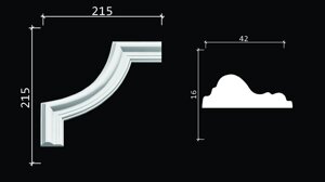 С1-DD301 Декоративный уголок гладкий (215*215*16мм)
