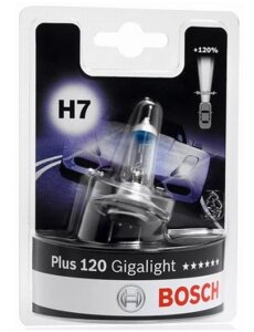 Лампа (H7) 55W 12V PX26D галогенная Plus 120 Gigalight блистер BOSCH 1987301110