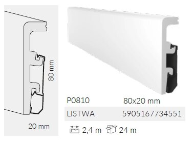 Плинтус ПВХ Arbiton VEGA P0810  80мм*20мм*2400мм от компании ЧТУП «АннаДекор» - фото 1