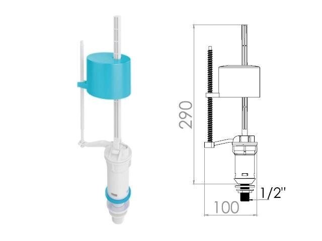 Поплавочный клапан нижней подачи воды 1/2, пл. резьба, AV Engineering от компании ЧТУП «АннаДекор» - фото 1