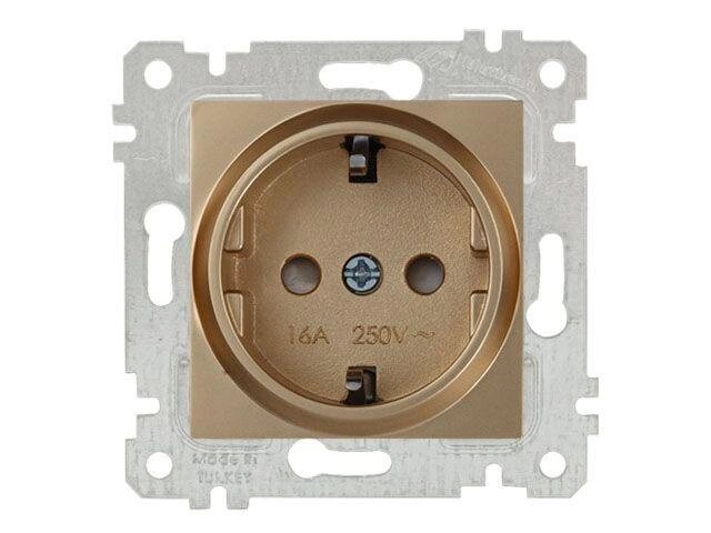 Розетка 1-ая (скрытая, без рамки, с/з) золото, RITA, MUTLUSAN (16 A, 250 V, IP 20) от компании ЧТУП «АннаДекор» - фото 1