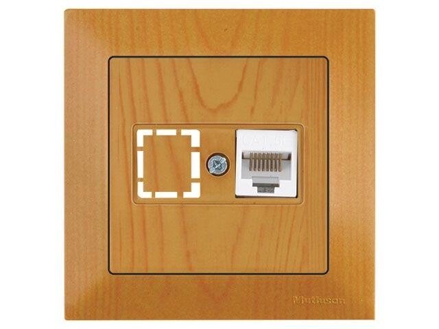 Розетка компьютерная 1xRJ45 (Cat5e, скрытая) дуб, DARIA, MUTLUSAN ((RJ 45)   8-pin, соединения типа 568A или от компании ЧТУП «АннаДекор» - фото 1