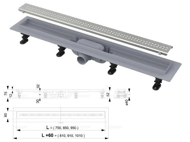 Водоотводящий желоб с порогами для перфорированной решетки (Simple), Alcaplast от компании ЧТУП «АннаДекор» - фото 1