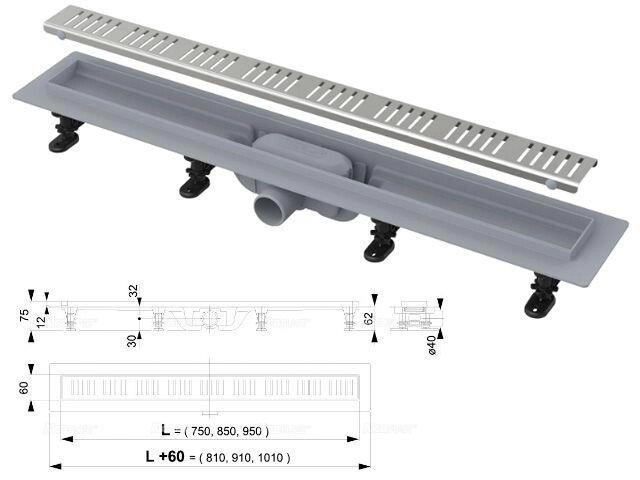 Водоотводящий желоб с порогами для перфорированной решетки (Simple), Alcaplast от компании ЧТУП «АннаДекор» - фото 1