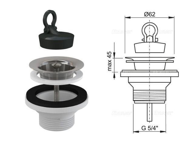 Водослив для умывальника 5/4, с нержавеющей решеткой, Alcaplast от компании ЧТУП «АннаДекор» - фото 1