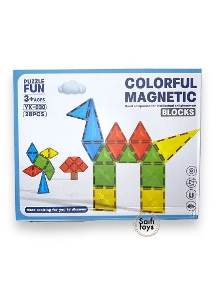 Детский магнитный конструктор Colorful magnetic blocks, 28 деталей, игра головоломка для детей от компании ИгрушкиТут - фото 1