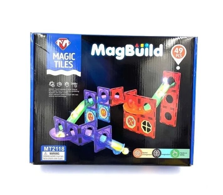 Детский магнитный конструктор Magic Tiles, 49 деталей, игра головоломка для детей от компании ИгрушкиТут - фото 1