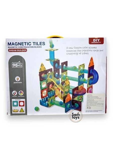 Детский магнитный конструктор Magnetic Tiles, 98 деталей, игра головоломка для детей от компании ИгрушкиТут - фото 1