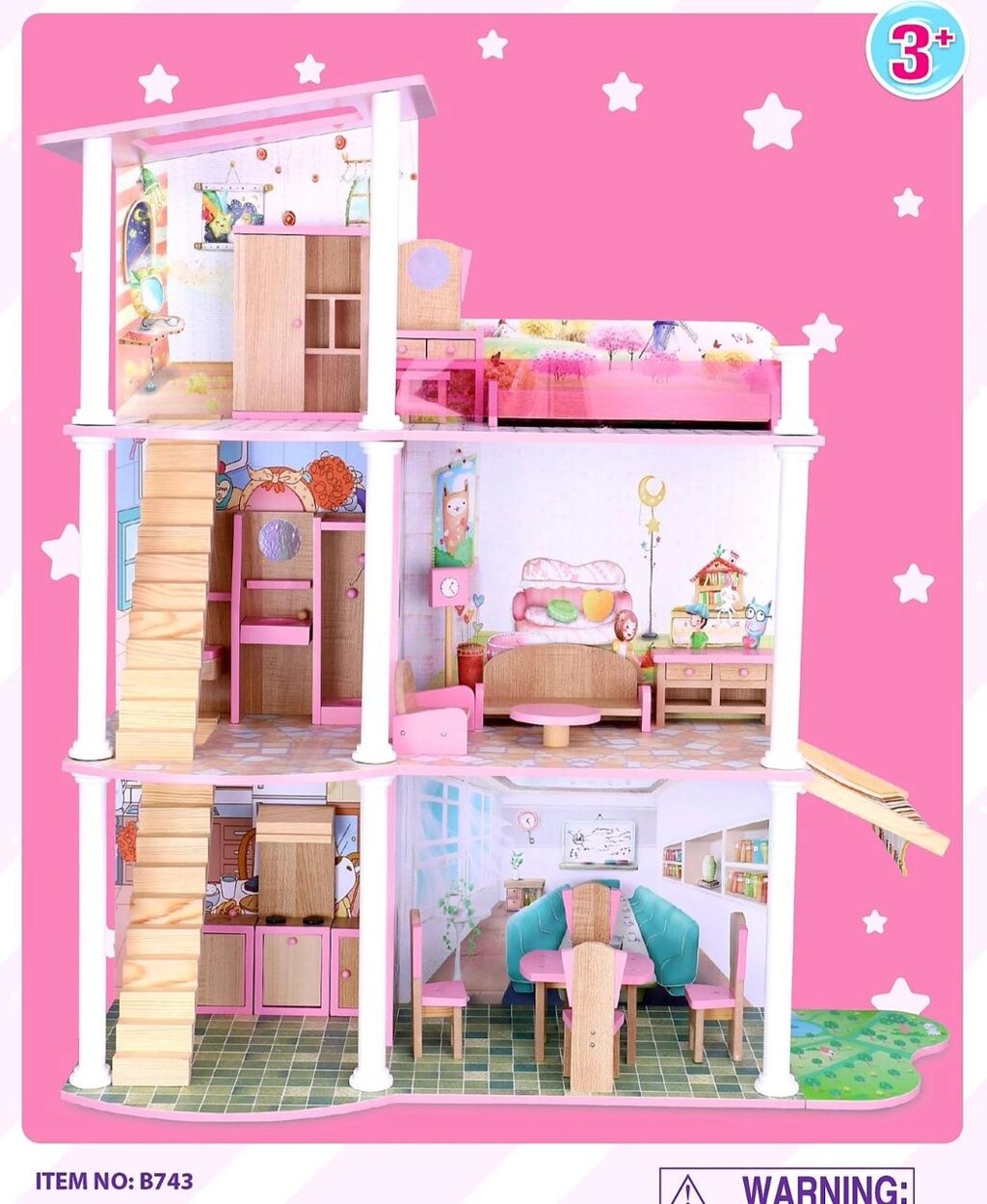 Домик для кукол DOLL HOUSE с мебелью, 3 этажа, 5 комнат, арт. B743 от компании ИгрушкиТут - фото 1