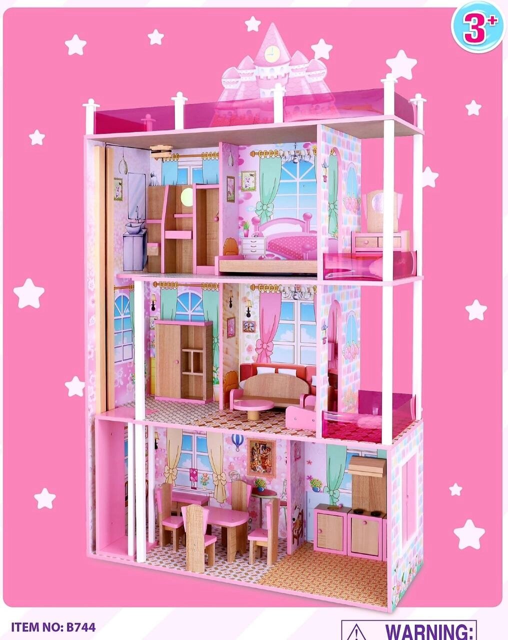 Домик для кукол DOLL HOUSE с мебелью, 3 этажа, 5 комнат, арт. B744 от компании ИгрушкиТут - фото 1