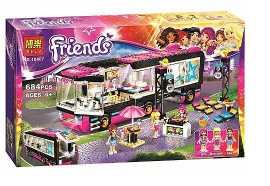 Конструктор Bela Friends "Автобус Поп-звезды", 684 детали (аналог LEGO 41106) от компании ИгрушкиТут - фото 1