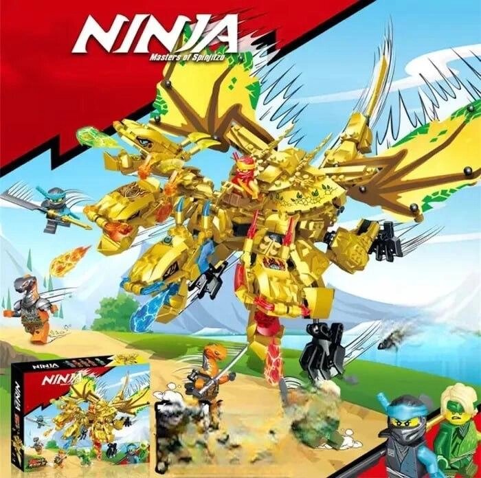 Конструктор ниндзя "Золотой Ультра - Дракон Ллойда" (Ninjago, аналог Lego), 554 детали от компании ИгрушкиТут - фото 1