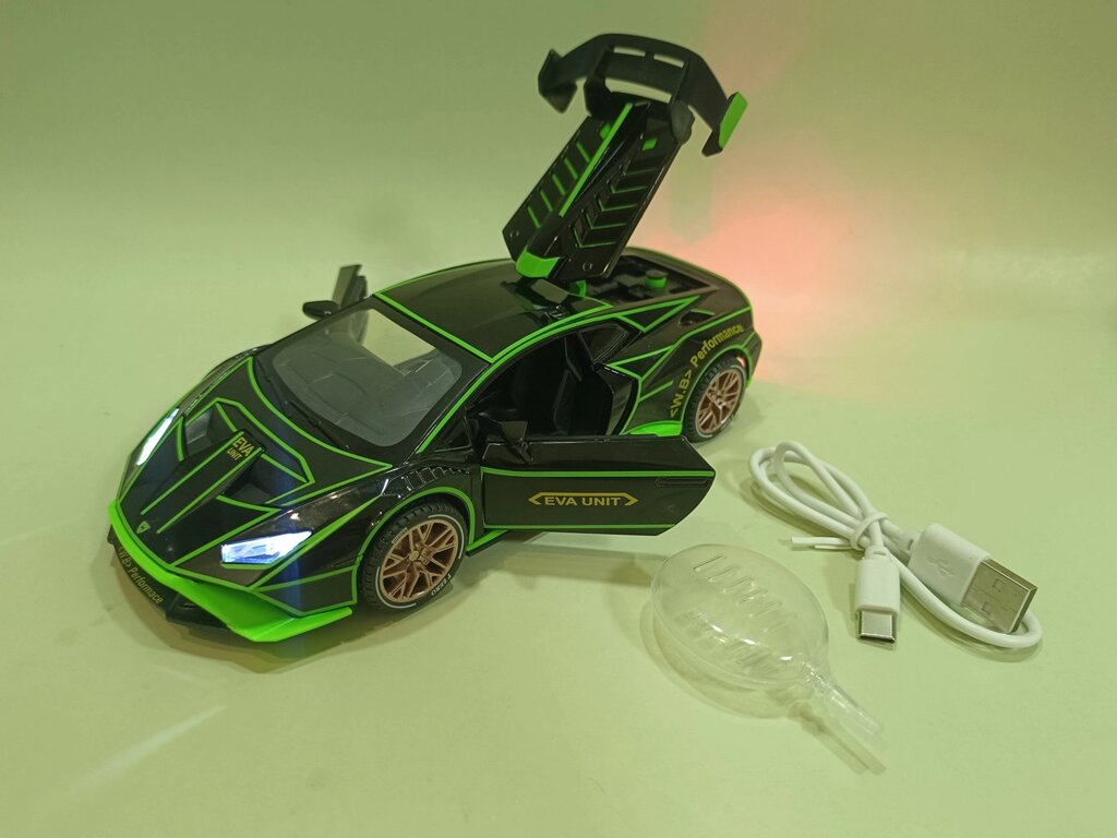 Машина Lamborghini 1:24 Lambos Huracan STO Spray Supercar литой инерционная, металл, свет, звук, дым от компании ИгрушкиТут - фото 1