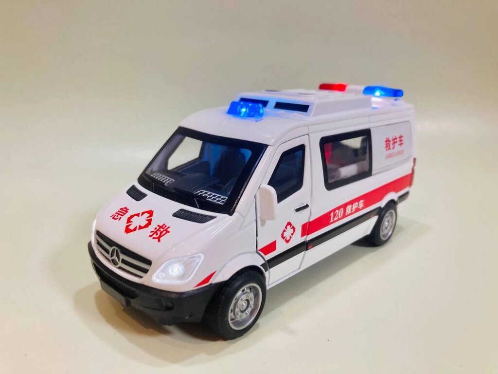 Машинка инерционная Скорая помощь 120 ambulance, металл, свет, звук от компании ИгрушкиТут - фото 1