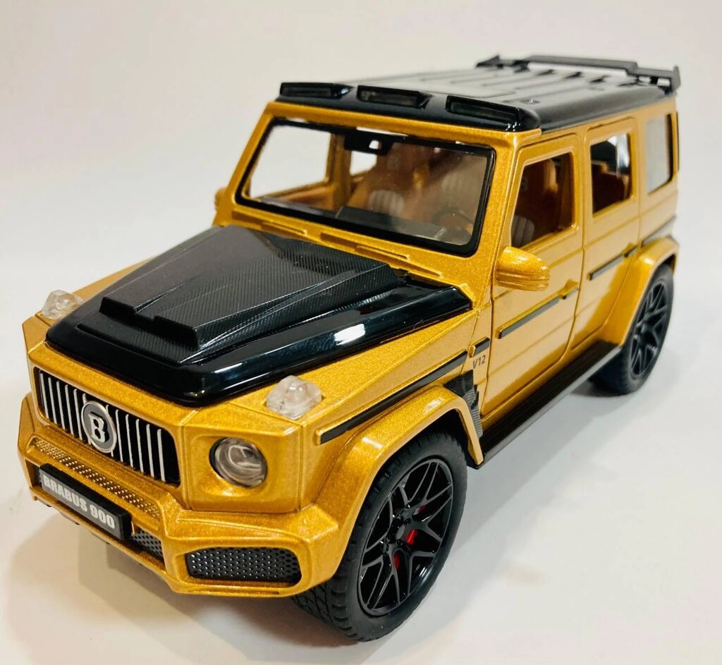 Металлическая машинка Mercedes-Benz G-klessa Brabus 90 золотой, свет, звук  (мерседес золотой) от компании ИгрушкиТут - фото 1