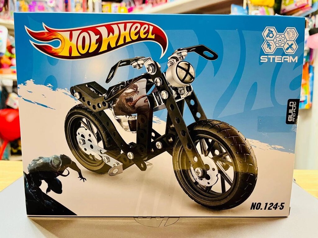 Металлический конструктор мотоцикл Hot Wheel (хот вилс) 124-5 от компании ИгрушкиТут - фото 1