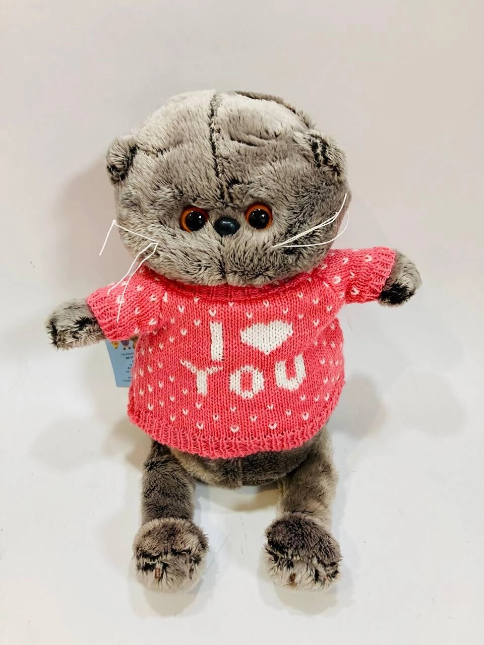 Мягкая игрушка Кот Басик (Basik) в кофточке "I Love You" от компании ИгрушкиТут - фото 1