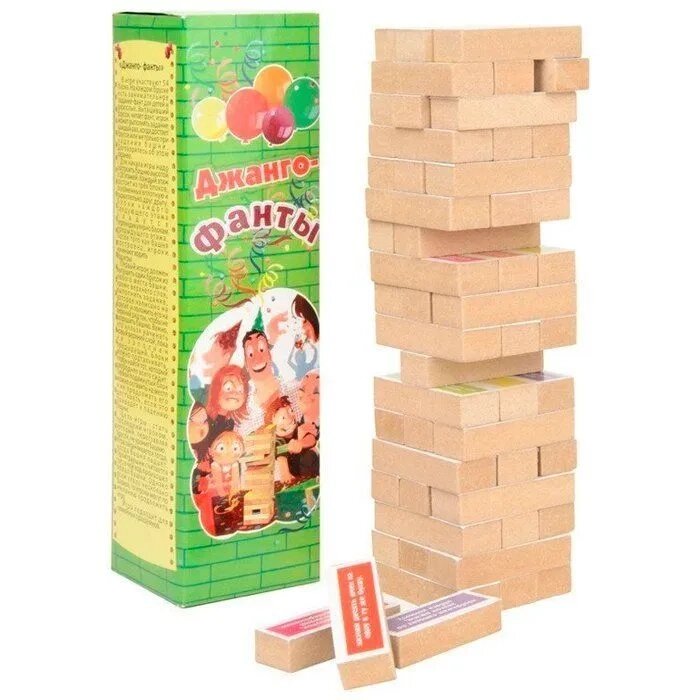 Настольная игра Дженго (Jenga, Башня) "Фанты" (большая) от компании ИгрушкиТут - фото 1