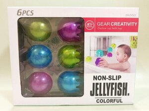 Игрушки для ванной "Разноцветные медузы", Bath Toys, Boon, Jellies, на присоске, 12+ месяцев, 9 штук