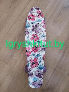 Скейтборд PENNY BOARD Пенниборд принт 22'' Свет принт с одной стороны "ФИОЛЕТОВЫЙ В ЦВЕТЫ"