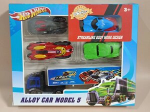 Набор машинок Hot Wheel Супергерои (Хот Вилс), фура + 4 машинки, аналог Hot Wheels