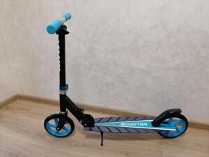 Самокат двухколёсный Scooter (голубой+чёрный), арт. 2032