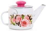 Чайник эмаль  1,0 литр с рисунком "Розы и кофе" , ЭТ-72735