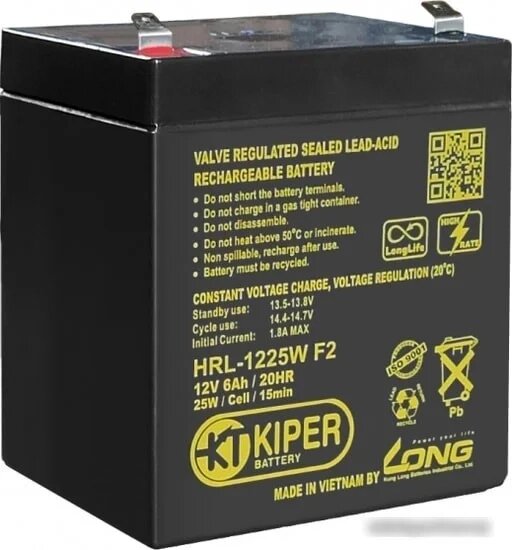 Аккумулятор для ИБП Kiper HRL-1225W F2 (12В/6 А·ч) от компании Easybuy-top - фото 1