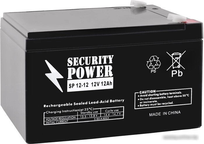 Аккумулятор для ИБП Security Power SP 12-12 F2 (12В/12 А·ч) от компании Easybuy-top - фото 1