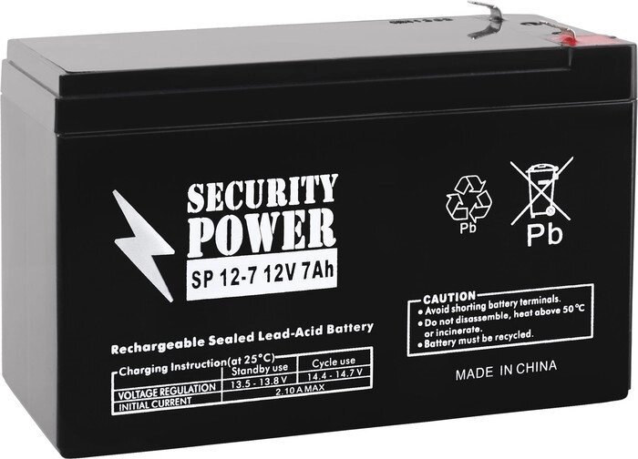 Аккумулятор для ИБП Security Power SP 12-7 F1 (12В/7 А·ч) от компании Easybuy-top - фото 1