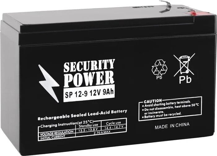 Аккумулятор для ИБП Security Power SP 12-9 F1 (12В/9 А·ч) от компании Easybuy-top - фото 1