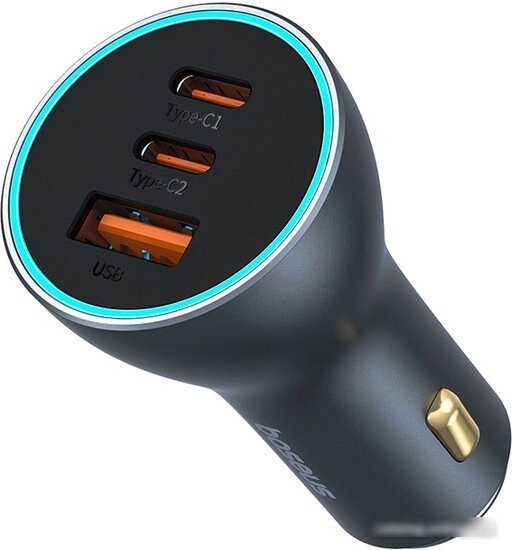 Автомобильное зарядное Baseus Golden Contactor Pro GaN Fast Charging Car Charger U+2C 65W C00035202841-00 (серый) от компании Easybuy-top - фото 1