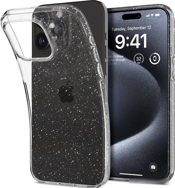 Чехол для телефона Spigen Liquid Crystal Glitter для iPhone 15 Pro ACS06701 (затемненный/прозрачный) от компании Easybuy-top - фото 1