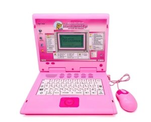 Детский обучающий ноутбук русско-английский 35 функций (розовый)
