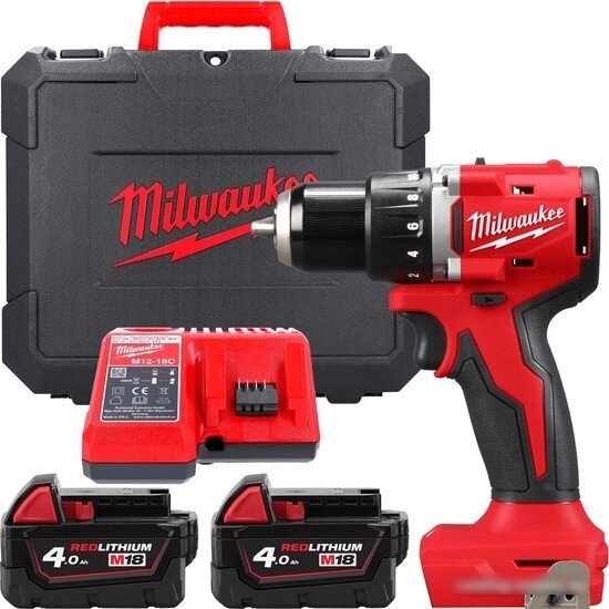 Дрель-шуруповерт Milwaukee M18 M18BLDDRC-402C 4933492834 (с 2-мя АКБ 4 Ач, кейс) от компании Easybuy-top - фото 1