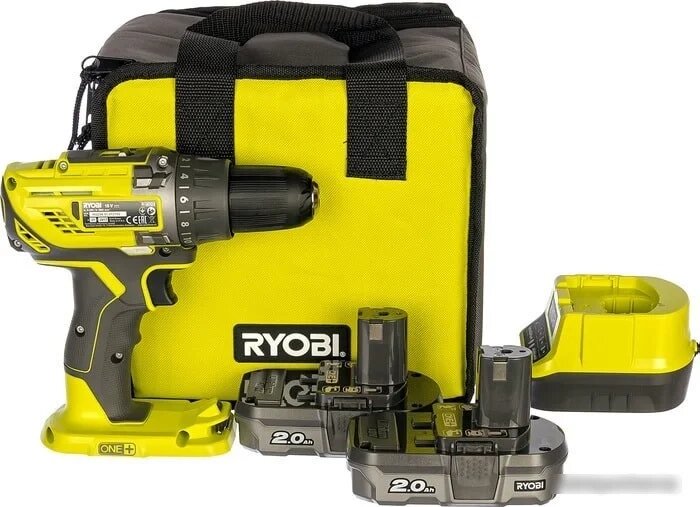 Дрель-шуруповерт Ryobi R18DD3-220S 5133003348 (с 2-мя АКБ 2 Ah, сумка) от компании Easybuy-top - фото 1