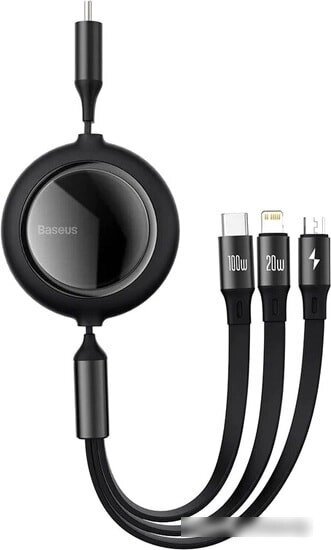 Кабель Baseus Bright Mirror One-For-Three Retractable Data Cable USB-C - M+L+C 100W CAMJ010201 от компании Easybuy-top - фото 1