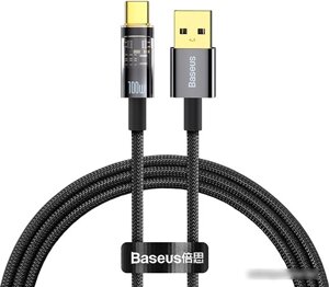 Кабель Baseus Explorer Series Auto Power-Off Fast Charging USB Type-A -USB Type-C (2 м, черный)