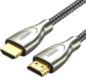 Кабель ugreen HD131-50108, HDMI (M) to HDMI (M), 4K*2K@60hz, цинковый спалв + оплётка, 2m, gray