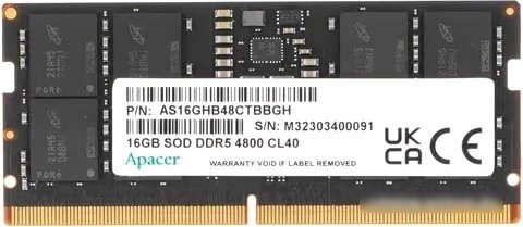 Оперативная память Apacer 16ГБ DDR5 SODIMM 4800 МГц AS16GHB48CTBBGH от компании Easybuy-top - фото 1