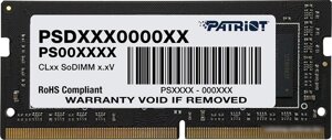 Оперативная память Patriot Signature Line 16GB DDR4 SODIMM PC4-25600 PSD416G320081S