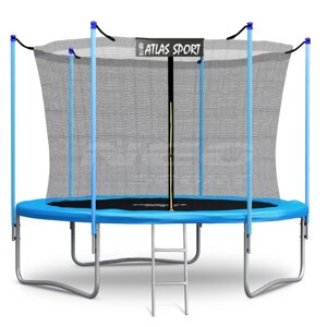 Батут Atlas Sport 252 см 8ft с внутренней сеткой и лестницей BLUE