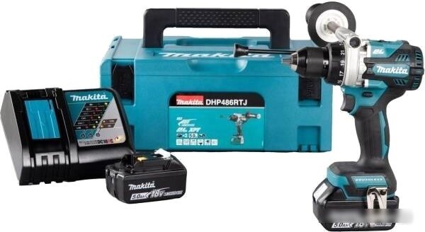 Ударная дрель-шуруповерт Makita DHP486RTJ (с 2-мя АКБ 5 Ач, кейс) от компании Easybuy-top - фото 1